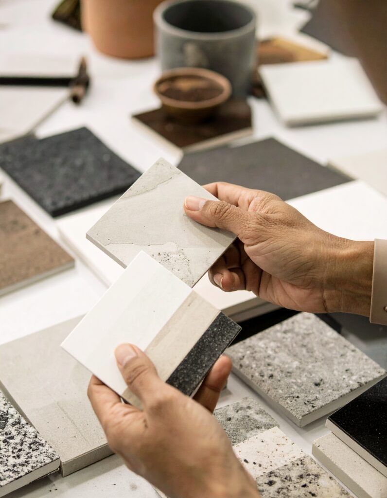 designer going through cement samples